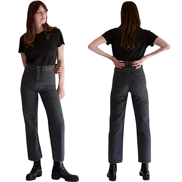 Levi's® Premium LEVI'S® WELLTHREAD® RIBCAGE STRAIGHT JEANS in Earth Stone Hemp - Picture 3 of 15